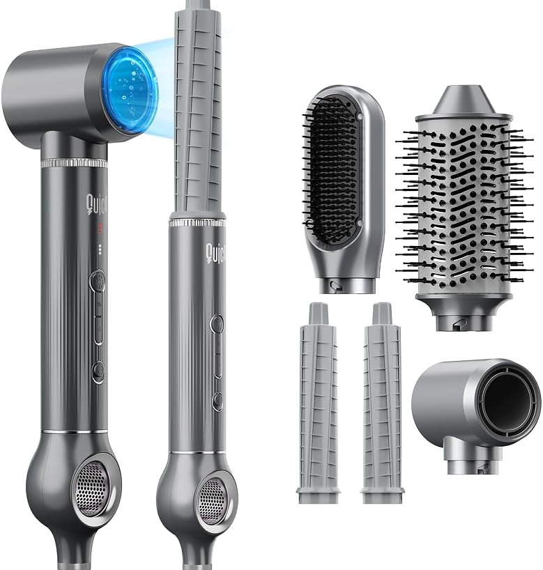 Quico 5 in 1 Blow Dryer Brush Set, Hot Hair Styler with Rotating Curling by Quico