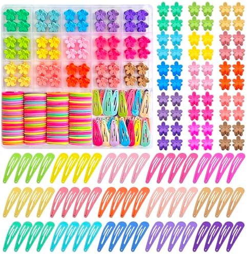 Hair Accessories for Toddlers, 220pcs, Colorful Mini Flower Claw Clips for Toddlers Cute Tiny Snap Hair Clips Metal No Slip Snap Hair Barrettes for Baby Fine Hair by ELEMIRSA