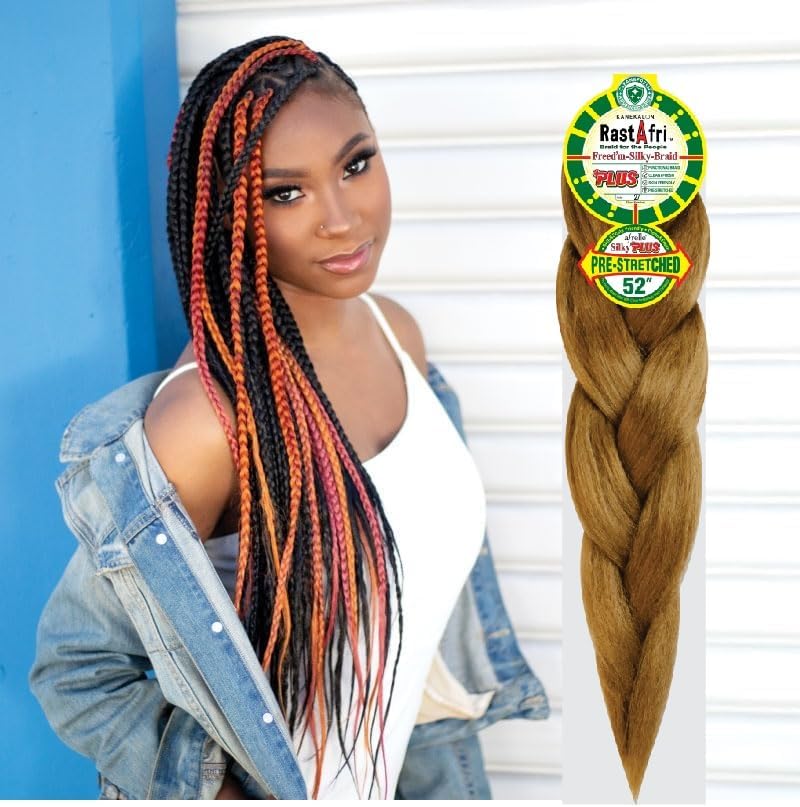 Rast A fri Freed'm Silky Braid 52 Inch Pre-Stretched Braiding Hair | 100% Afrelle Modacrylic Fiber from Kanekalon | Soft Lightweight Hair for Box Braids & Twists, #27 Honey Blonde - 5 Pack - Image 2