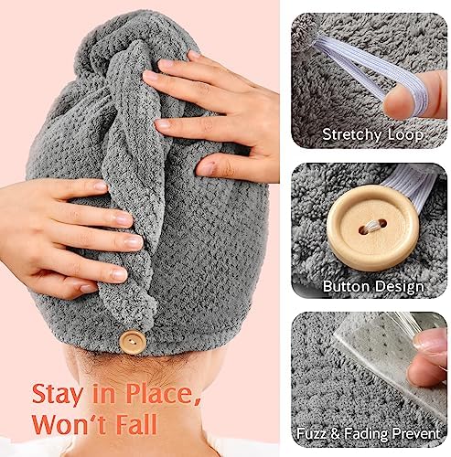 YFONG 2 Pack Microfiber Hair Towel Wrap for Women, Quick Dry Hair Turban - Image 5