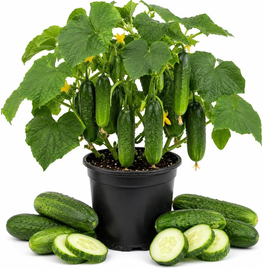 2 Live Cucumber Plants for Planting, 3-5 Inch Tall Starter Seedlings, Vegetable Garden Starts for Outdoor Garden, Patio Pots and Raised Beds by HARINI