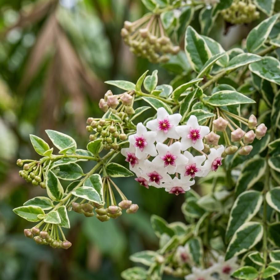 Rare Hoya Variegated Live Plant 5–7 Inches Tall, Rooted Wax Vine Houseplant, Tropical Indoor Climbing Hoya, Fragrant White Flowers, No Pot - Image 2