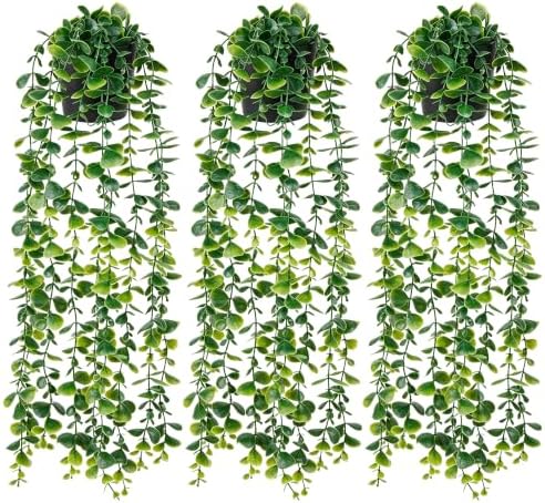 YAYUZEST 3pcs 24" Fake Hanging Eucalyptus Plant for Bathroom Wall Art Decor by Unknown