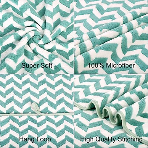 JML Microfiber Bath Towels, 2 Pack, 30" x 60", Chevron Green - Image 3
