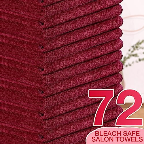 Newwiee 72 Pack Salon Towels Bleach Proof Hair Towel 18 x 30 Inch, Red - Image 4