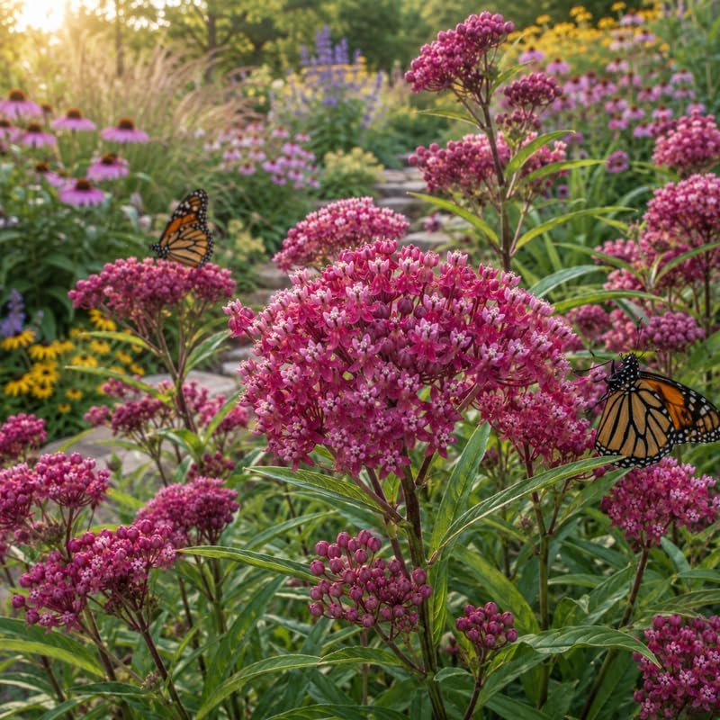 2 Live Milkweed Plant, Pink Swamp Milkweed Live Plant, 4-6 Inch Tall, Flowering Milkweed Plant for Outdoor Gardens, Easy to Grow - Image 2