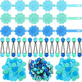 Jutom 72 Pcs Hair Accessories for Girls, Including 24 Hair Knockers and 48 Hair Clips, Blue, Retro Design, Plastic, for Toddlers and Young Girls, Party by Jutom