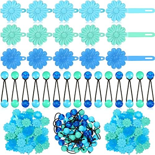 Jutom 72 Pcs Hair Accessories for Girls, Including 24 Hair Knockers and 48 Hair Clips, Blue, Retro Design, Plastic, for Toddlers and Young Girls, Party by Jutom