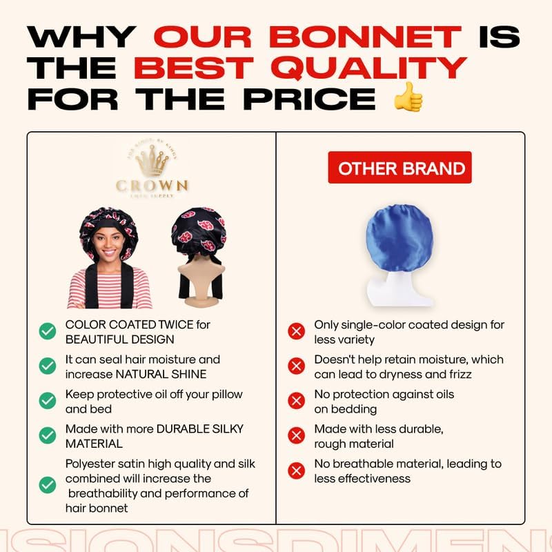 Silky Design Non Slip Bonnet with Tie Adjustable Women and Men Bonnets for Sleeping Comfortable Satin Fabric (Akat) - Image 2