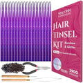 NIACONN Glitter Hair Tinsel Extensions Kit Purple with Tools and Beads, 48 Inch Sparkly Fairy Colorful Tensile Strands Shiny Hair Accessories for Women Girls Kids by NIACONN