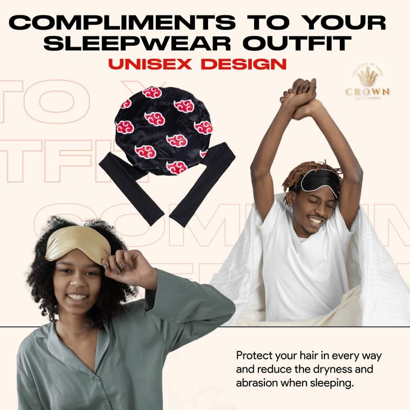 Silky Design Non Slip Bonnet with Tie Adjustable Women and Men Bonnets for Sleeping Comfortable Satin Fabric (Akat) - Image 5