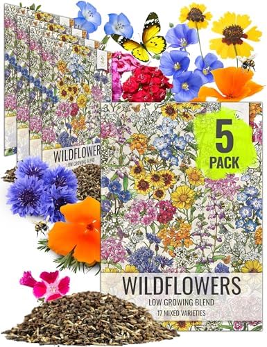 Seed Needs Low Growing Wildflower Seed Mix 5 Bulk Packs (1 Ounce Each) by SeedNeeds
