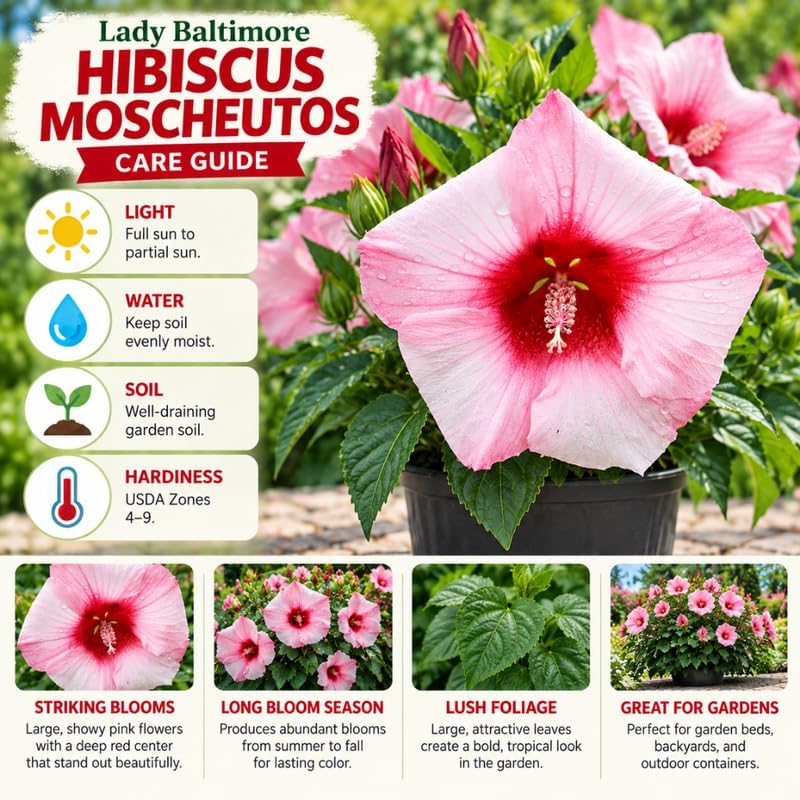 3 Hardy Hibiscus Live Plants, Flowering Shrub, Pink Blooms, 4-7" - Image 2