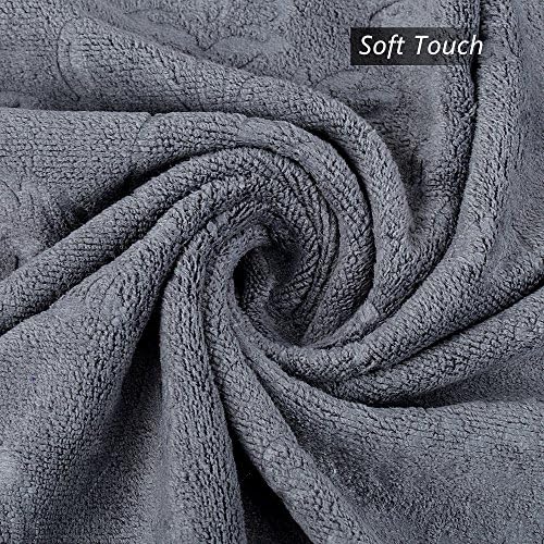 JML Large Microfiber Bath Towels Set of 6, 30" x 60", Grey Floral, - Image 5