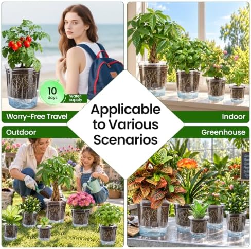 MIXC 16 Pcs 10/8/6.5/5in Self Watering Pots for Indoor Plants with Drainage - Image 7