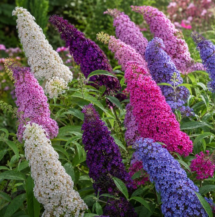 2 Buddleia Mix Bush Plants Live for Planting, Perennial Butterfly Plants, Fragrant Flower Shrub for Home Garden, 4-6 Inch Tall, No Pot - Image 2