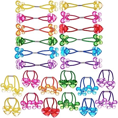 Expressions 24pc Heart & Butterfly Ponytailers, Assorted Multicolored Bead Hair Ties and Holders for Toddlers and Kids - Image 2