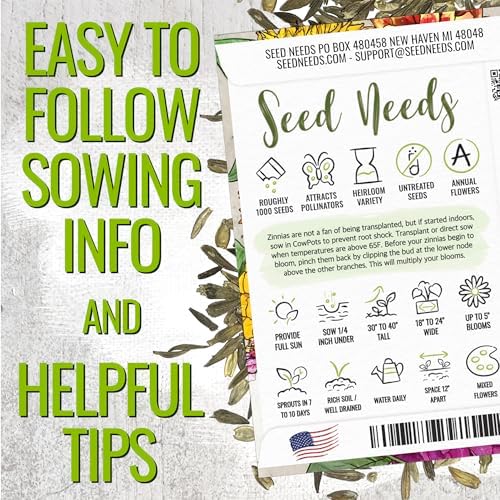 Seed Needs Zinnia Seeds Original Crazy Blend 5,000 Seeds Heirloom Bulk Pack - Image 4