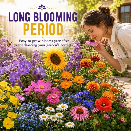 5,000+ Wildflower Seeds Bulk Mix - 15 Varieties California Wildflower Seeds for Hummingbirds, Butterflies-Perennial & Annual Seed -, & Cut Flowers - for Outdoors Pollinator Garden - Image 3