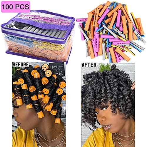 100pcs Perm Rods Set - 5 Sizes Cold Wave Rollers for Natural Curling, Styling and Hairdressing (Orange, Purple, Gray, Blue, Yellow) - Image 4