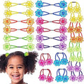 24pc Flower-Shaped Bright Multicolored Twin Bead Ponytail Ball Elastics by Expressions