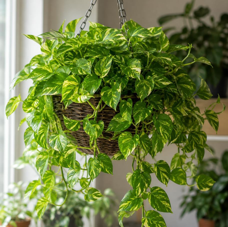 Golden Pothos Indoor Plant, Trailing Vine, Air Purifying, Heart Leaf Philodendron Vine Variegated Pothos Climbing Vines, 4 Inc Pot - Image 6