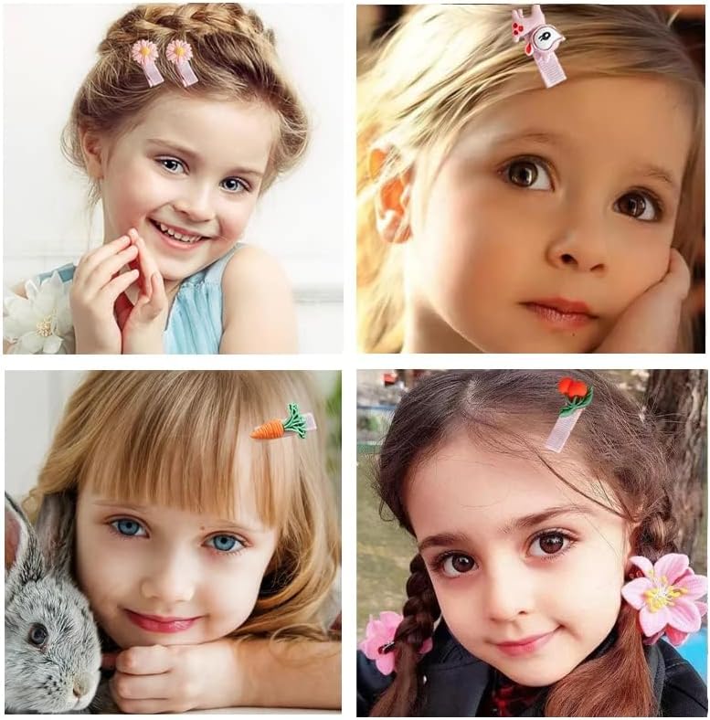 28 PCS Cute Hair Clips Fashion Girls Hair Accessories Flower Fruit Colorful Rainbow Candy Dessert Lovely Animal Barrettes Set Non-slip Metal Snap Pins for Girls Kids Teens Toddlers (Style C) - Image 5
