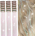 ZYXQZYX Hair Tinsel Kit Pack of 18 Pcs Hair Tinsel Clip in 19.6Inch Glitter Tinsel Hair Extensions Heat Resistant Clip in Hair Tinsel Sparkle Fairy Hair Accessories for Kids Girls Women (White Pink) by ZYXQZYX