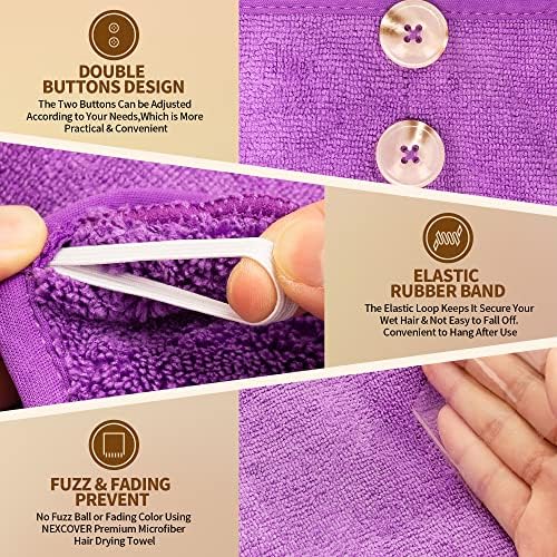 NEXCOVER Hair Towel Microfiber, 2 Pack Grey Purple 9.8 inch X 25.5 inch Hair Wrap,Ultra Absorbent Hair Turbans,Fast Drying Head Towels for Women Wet Hair,Long,Curly,Thick,Frizzy Hair - Image 3