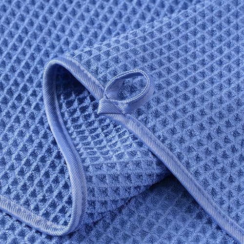 Microfiber Waffle Face Towels, 4 Pieces, Soft, Absorbent, Fast Drying, Lint Free 430 GSM (Dark Blue) - Image 3