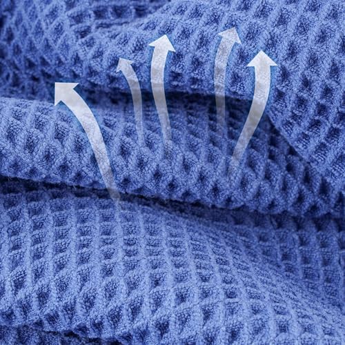 Microfiber Waffle Face Towels, 4 Pieces, Soft, Absorbent, Fast Drying, Lint Free 430 GSM (Dark Blue) - Image 2
