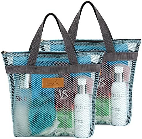 TOPASION Mesh Shower Caddy Bag Portable Hanging Toiletry and Bath Organizer with Zipper for Travel, Gym, Camping, College Dorms, Beach by TOPASION