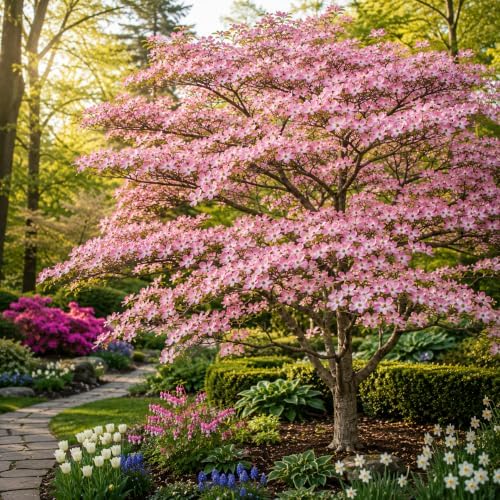 Pink Dogwood Tree Live Plant, 10-16 Inch Tall in Quart Pot, Pink Flowering Ornamental Tree, Cold-Hardy Flowering Shrub for Home Garden - Image 2