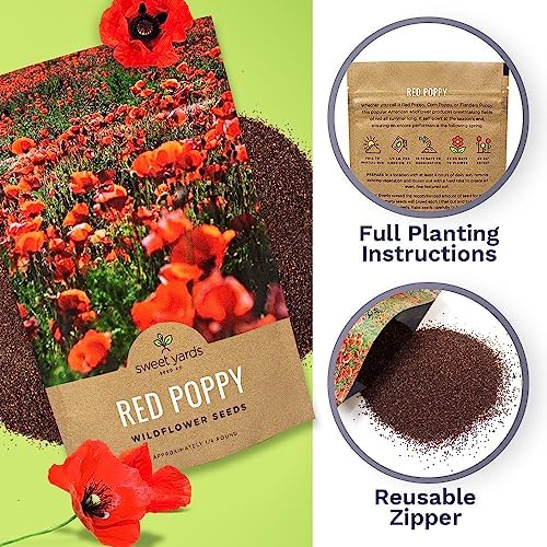 Red Poppy Seeds - Bulk 1/4 Pound Bag - Over 800,000 Wildflower Seeds - Image 5