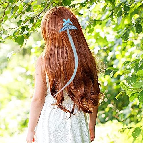 7 Pieces Hair Clips for Girls, Bow Curly Hair Extensions for Kids, Straight Little Girl Hair Clips Accessories for Ponytails Princess Dress-Up - Image 4
