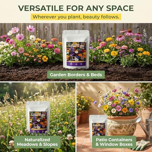 Wildflower Seeds, 5000+ Open Pollinated Non-GMO Seeds, 15 Varieties Butterfly Hummingbird Mix, Wildflower Seeds Bulk Mix for Outdoor Gardens, Yards, Attracts Pollinators - Image 7