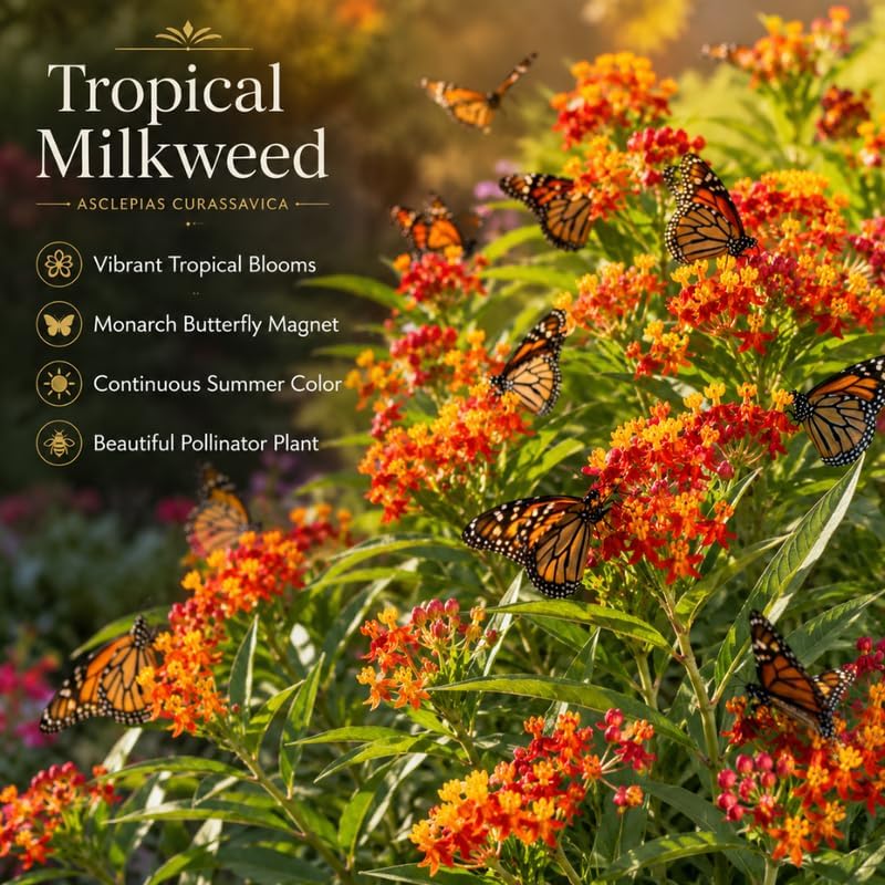 Tropical Milkweed Plant Live, Well-Rooted 4-6" Potted Plant, Cold-Hardy Butterfly Host Plant for Sunny Patios and Landscapes - Image 4