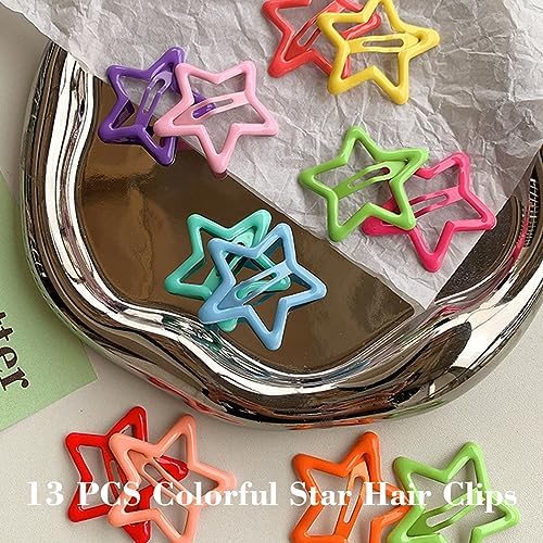 13 PCS 1.65" Metal Hair Accessories - Snap Barrettes with Non-Slip Star Clips for Girls in Multiple Colors - Image 6