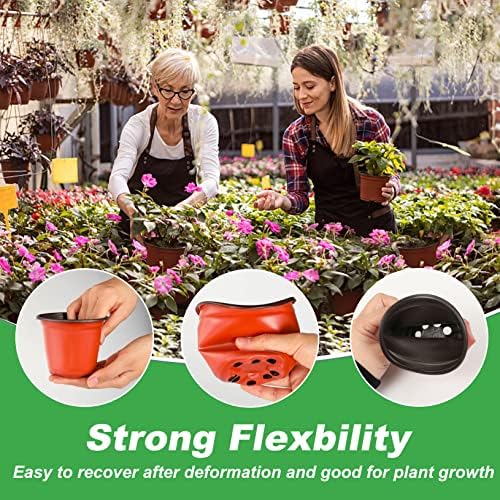 TDHDIKE 4" Small Plastic Plant Pots with 200 Red Seed Starting Pots for Indoor and Outdoor Planting - Image 4