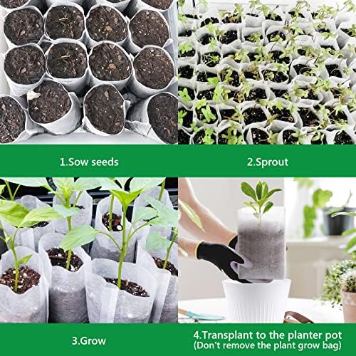 GREANER 100pcs Biodegradable Nursery Bags, 9 x 9inch Seed Planting Bags, Planting Seed Starting Pots Pouches, Standable Pouch for Potato, Flower, Tomato Plant Starts - Image 6