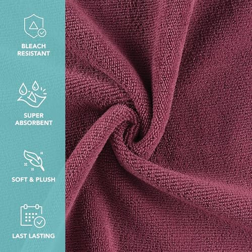Arkwright Bleach Resistant Salon Towels 24 Pack – Microfiber Hair Towels, Soft, Absorbent, Quick Dry, Lint Free Spa & Barber Towels for Hair Stylist, Nail Salon & Esthetician, 16 x 27, Burgundy - Image 2