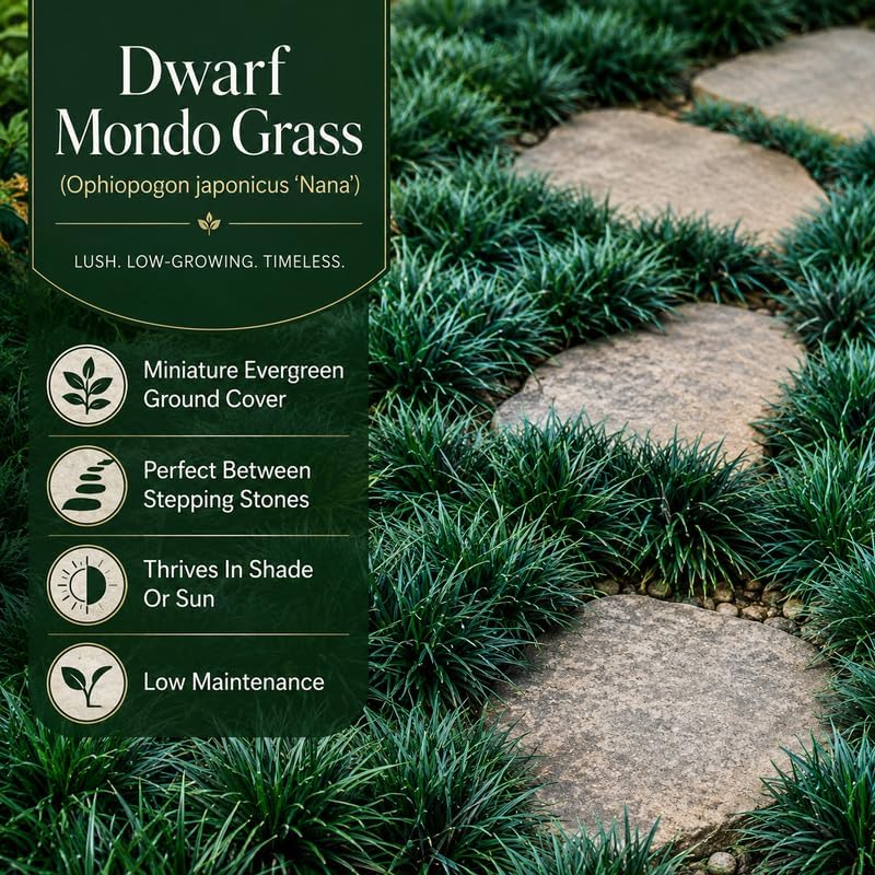 2 Dwarf Mondo Grass Plants Live, 4-8" Tall (No Pot), Easy Care Ornamental Grass Plant, Low Maintenance Decorative Grasses, for Garden Borders & Landscape Accents - Image 4