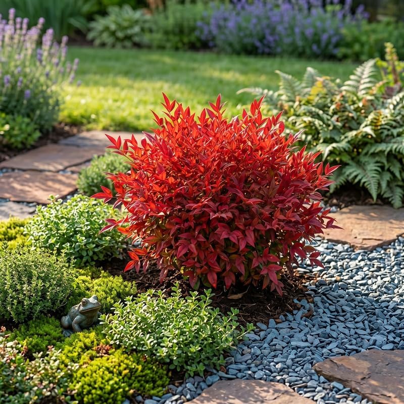 2 Harbor Dwarf Nandina Live Plants (Nandina Domestica), 6-8" Tall in Quart Pot, Low Maintenance, Compact Evergreen Shrub with Red Seasonal Foliage, Ideal for Garden & Landscape - Image 3