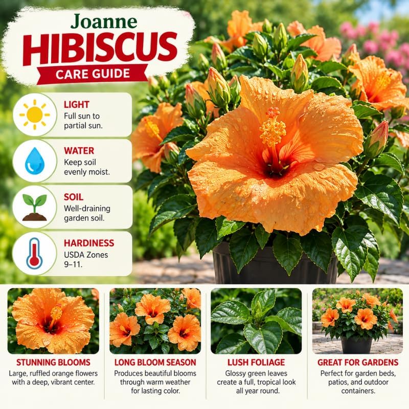 3 Hardy Hibiscus Live Plants, Flowering Shrub, Golden Orange Blooms, 4-7" - Image 2
