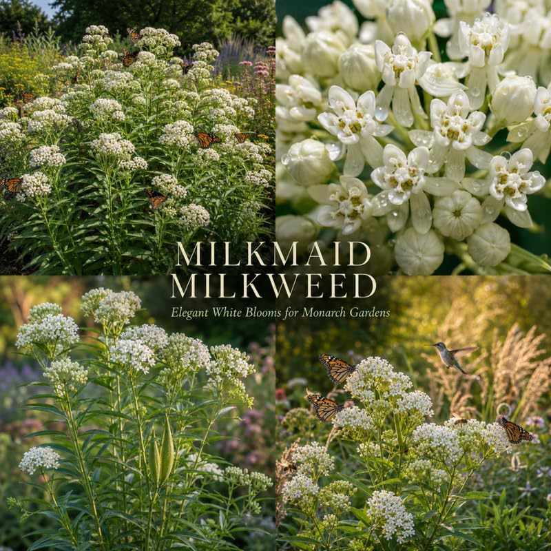 2 Live Milkweed Plant, White Swamp Milkweed Live Plant, 4-6 Inch Tall, Flowering Milkweed Plant for Outdoor Gardens, Easy to Grow - Image 4