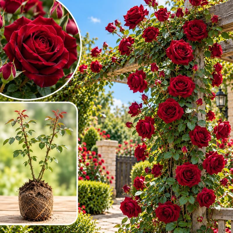 Dark Red Climbing Roses Live Plants, Fragrant Starter 5-9" Tall - Image 3