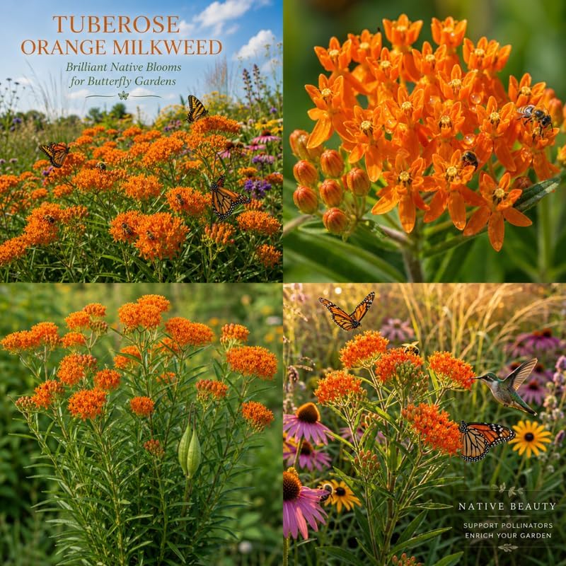 Orange Tuberose Milkweed Plant Live, Well-Rooted 4-6" Potted Plant, Cold-Hardy Butterfly Host Plant for Sunny Patios and Landscapes - Image 4