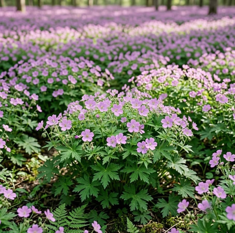 Pack of 10 Geranium Maculatum Wild Geranium Rhizomes for Planting, Bare Roots, Hardy Perennial Woodland Ground Cover, Pale Pink to Lilac Spring Flowers, Shade Garden Live Roots - Image 3