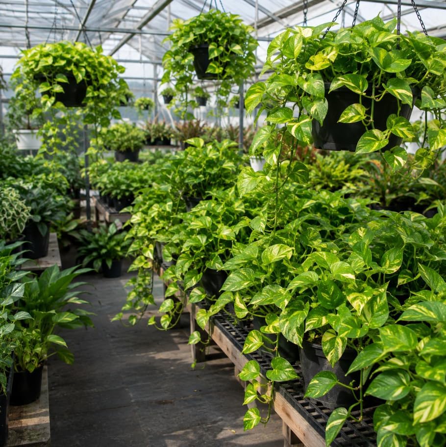 Golden Pothos Indoor Plant, Trailing Vine, Air Purifying, Heart Leaf Philodendron Vine Variegated Pothos Climbing Vines, 4 Inc Pot - Image 2