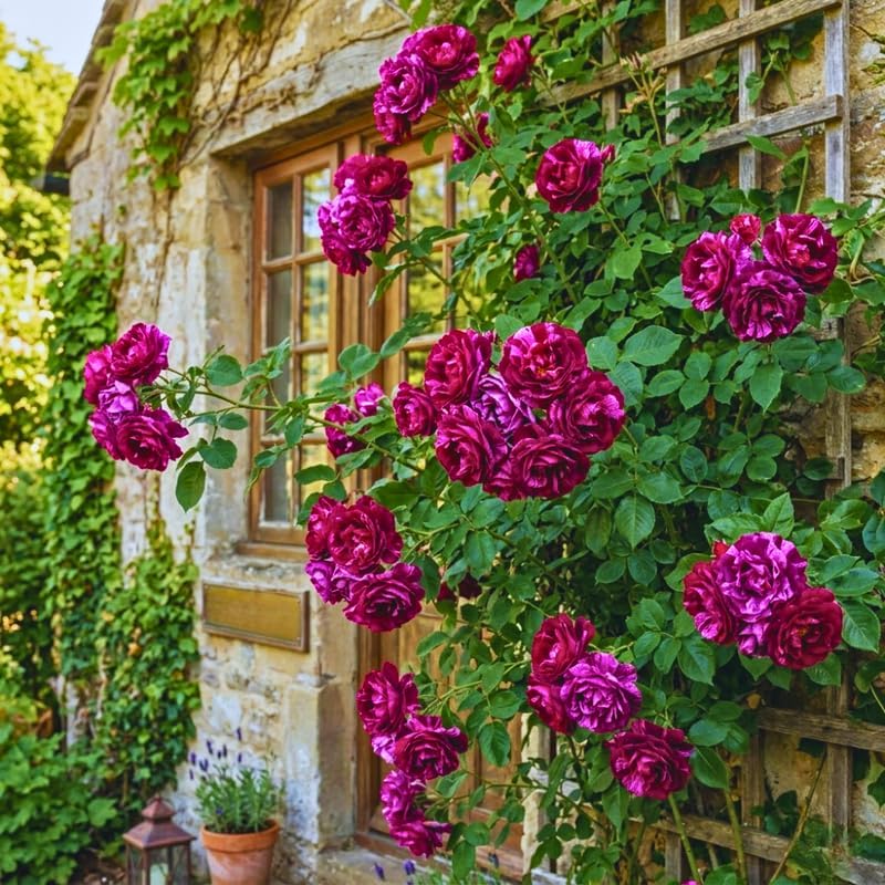 Purple Red Climbing Roses Live Plant, Rose Plant, 5-7 Inch Tall - Image 3